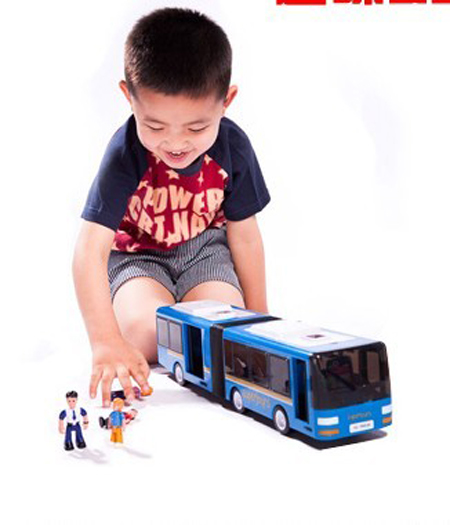 Large Scale Blue / Red Kids Articulated City Bus Toy