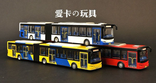 Kids Yellow / White / Red Articulated BeiJing City Bus Toy