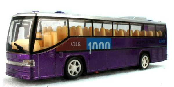 Kids 1:48 Scale Blue / White / Purple Tour Bus Toy