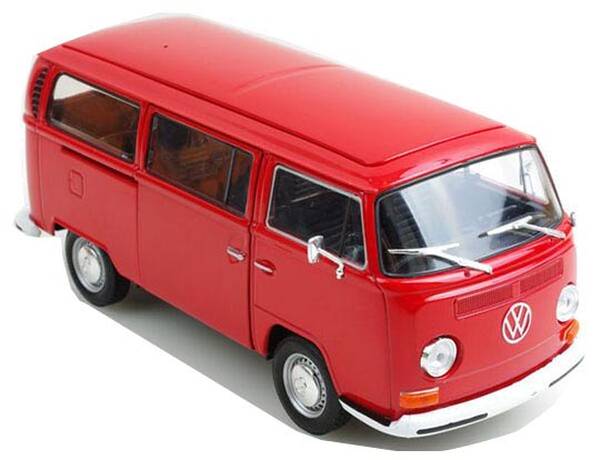 Red / White 1:24 Scale 1972 Diecast VW T2 Bus Model