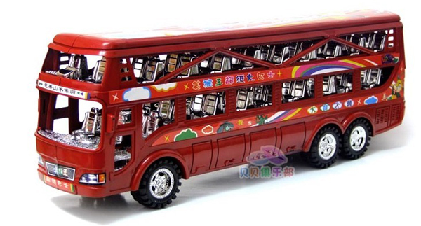 Large Scale Kids Plastic Red / Blue Double Decker Bus Toy