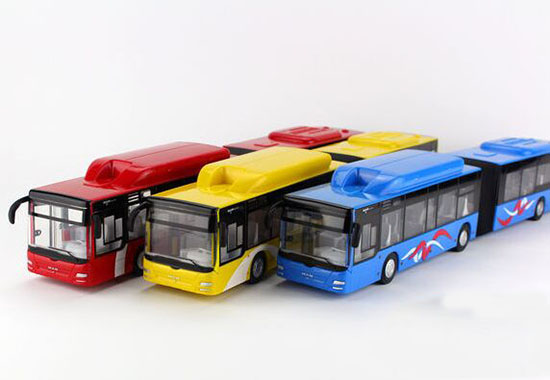 Kids Long Size Red / Yellow / Blue Die-Cast Articulated City Bus