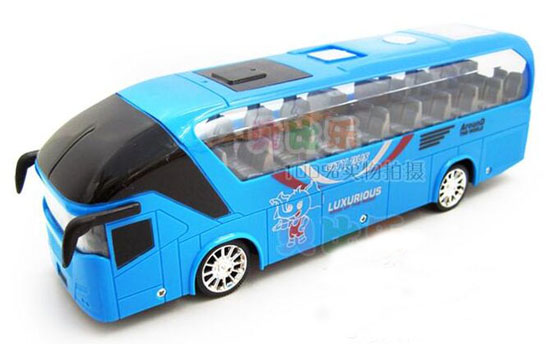 Kids Blue / Yellow Plastics Functions R/C Tour Bus Toy