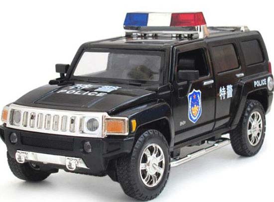 White / Black Kids 1:24 Scale Police Diecast Hummer H3 Toy