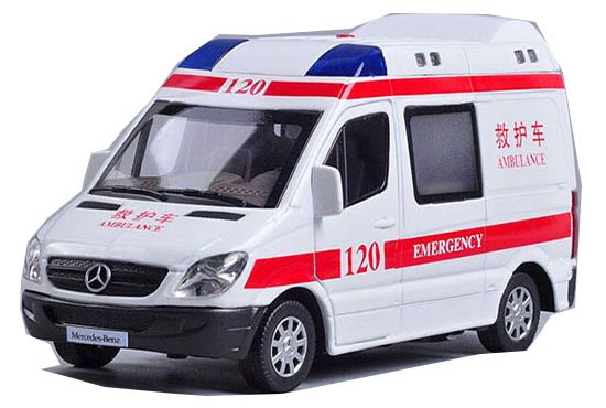 White 1:32 Scale Kids Diecast Mercedes-Benz Ambulance Van