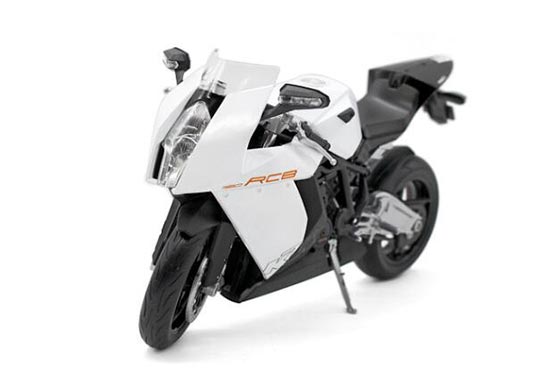 1:10 Scale Welly White Diecast KTM RC8 1190 Motorcycle Model