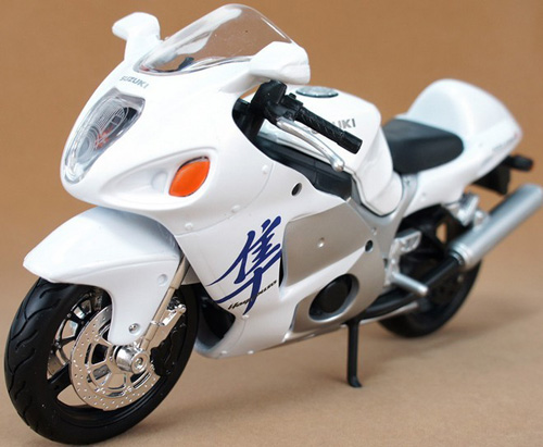 1:12 Scale White / Yellow Kids SUZUKI GSX 1300R Motorcycle Toy
