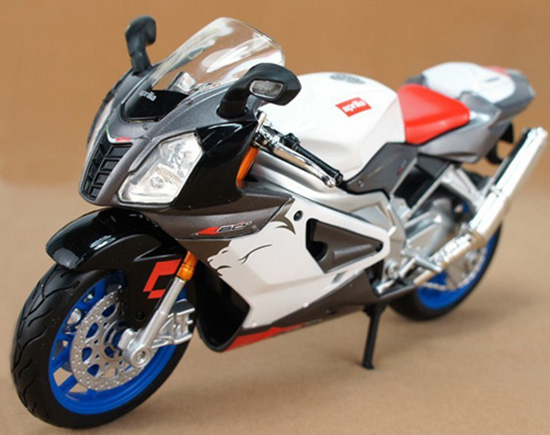1:12 Scale White Kids Aprilia RSV R1000 Motorcycle Toy
