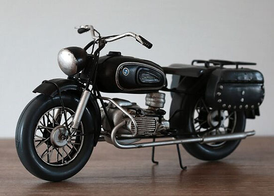 Black Large Scale Vintage 1960 BMW R60/2 Motorcycle Model