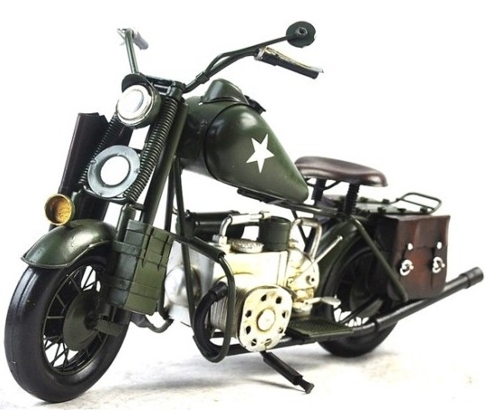 Army Green Large Scale Tinplate Vintage 1943 Harley Davidson
