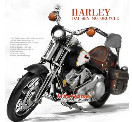 Black Medium Scale Tinplate Vintage 1922 Harley Davidson Model