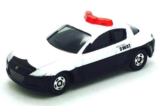 White-Black Mini Scale TOMY Police Diecast Mazda RX-8 Toy
