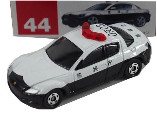 White-Black 1:59 Scale TOMY NO.44 Diecast Mazda RX-8 Patrol Car