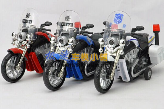 White /Red /Blue Police Pull-Back Function Diecast Motorcycle