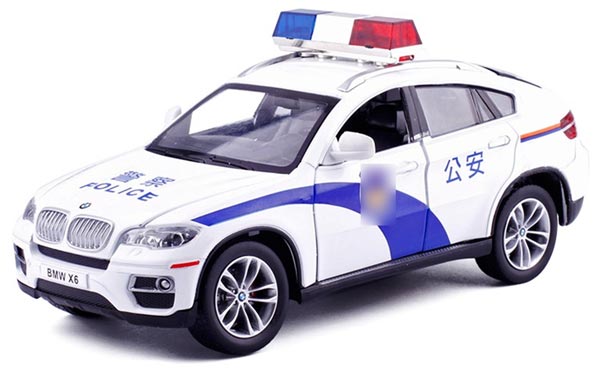 White 1:26 Scale Police Theme Diecast BMW X6 Model