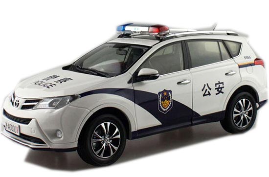 White 1:18 Scale Police Theme Diecast Toyota RAV4 Model