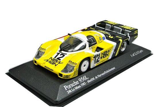 Yellow 1:43 Scale Minichamps Die-Cast 1983 Porsche 956L Model