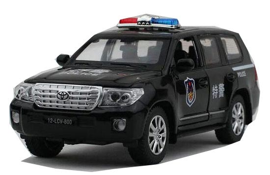 Black 1:32 Scale Police Theme Diecast Toyota Land Cruiser Toy