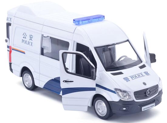 1:36 White-Blue Kids Police Diecast Mercedes-Benz Sprinter Toy
