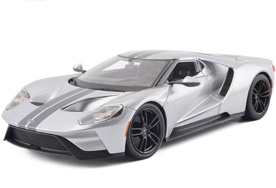 Silver / Blue 1:18 Scale Maisto 2017 Diecast Ford GT Model