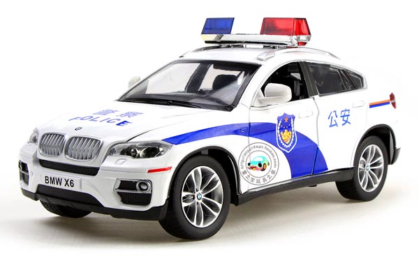 1:32 Scale Kids White Police Theme Diecast BMW X6 SUV Toy