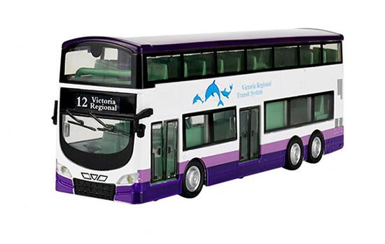 White-Purple Whale Painting NO.12 Diecast Double Decker Bus Toy