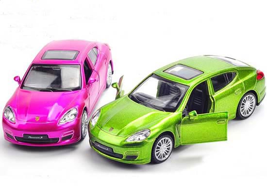 1:43 Scale Pink / Green Kids Diecast Porsche Panamera S Toy