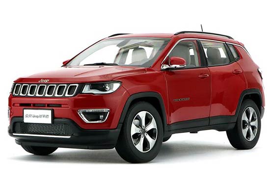 Silver / White / Red 1:18 Scale Diecast Jeep Compass Model