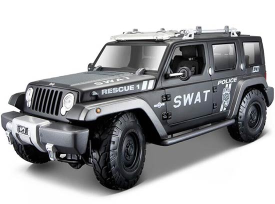 Black Maisto 1:18 SWAT Diecast Jeep Rescue Concept Model