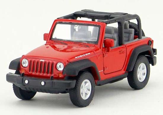 Kids Welly 1:36 Scale Red Diecast Jeep Wrangler Rubicon Toy