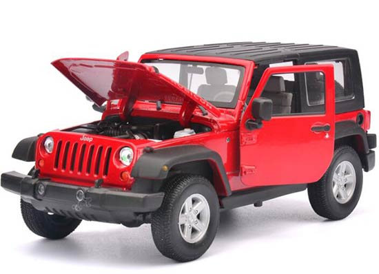 1:24 Scale White / Red Welly 2007 Diecast Jeep Wrangler Model