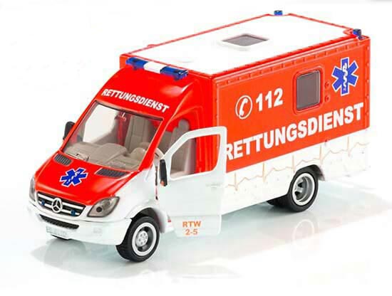 SIKU 2108 Diecast White-Red Mercedes-Benz Ambulance Van Toy