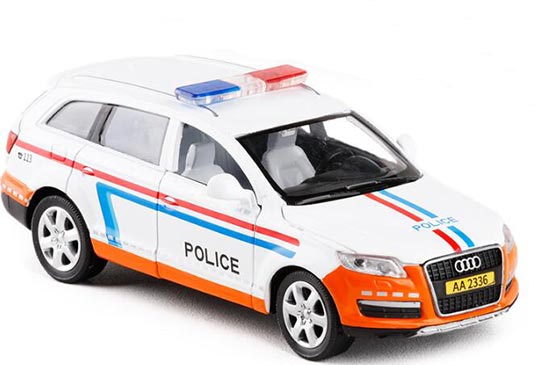Orange-White 1:32 Scale Kids Police Diecast Audi Q7 Toy
