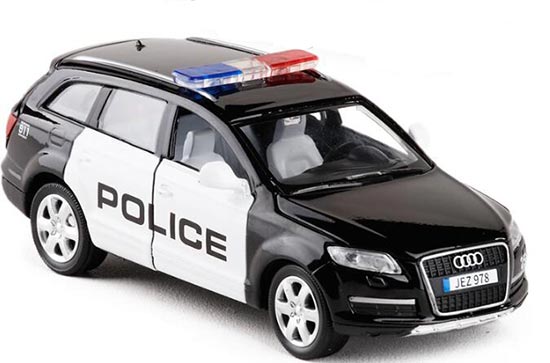 1:32 Scale Kids Black-White Police Diecast Audi Q7 Toy