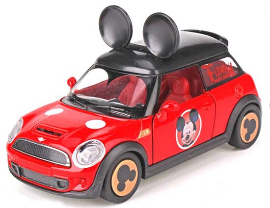 1:32 Scale Red / Blue Kids Mickey Diecast Mini Cooper Car Toy