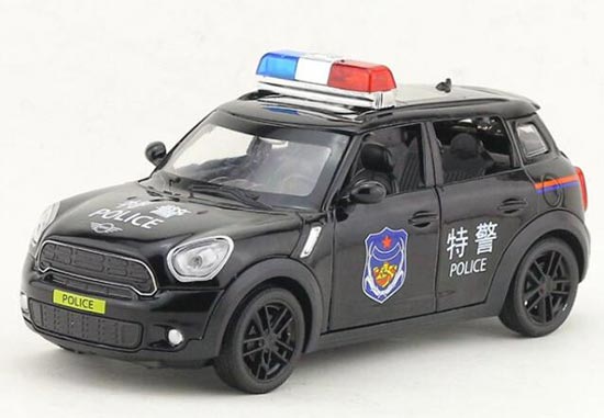 Black 1:32 Scale Police Kids Diecast Mini Cooper Car Toy