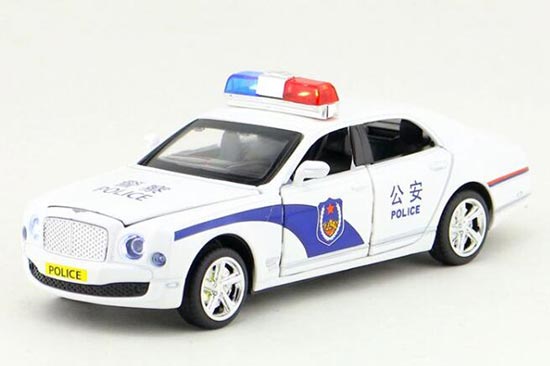 White Kids 1:32 Scale Police Diecast Bentley Mulsanne Toy