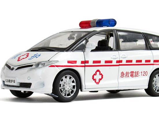 1:32 Scale Kids White Ambulance Diecast Toyota PREVIA Toy