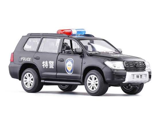Black 1:32 Scale Kids Police Diecast Toyota Land Cruiser Toy