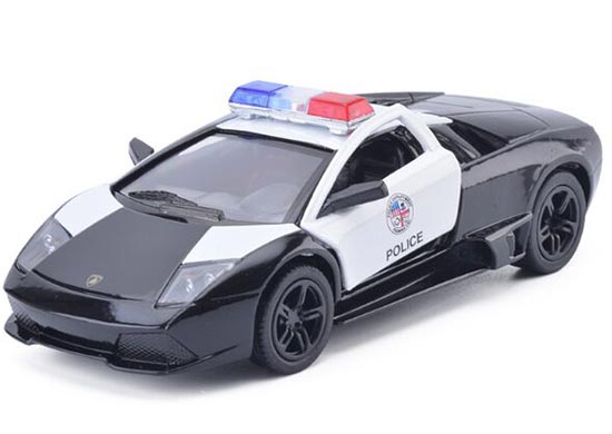 White-Black Kids 1:36 Scale Diecast Lamborghini Police Car Toy