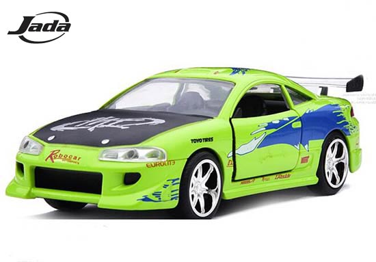 1:32 Scale Green JADA Diecast Mitsubishi Eclipse 1995 Car Toy