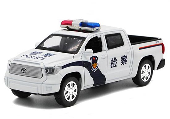 1:32 Scale White Kids Police Diecast Toyota Tundra Pickup Toy
