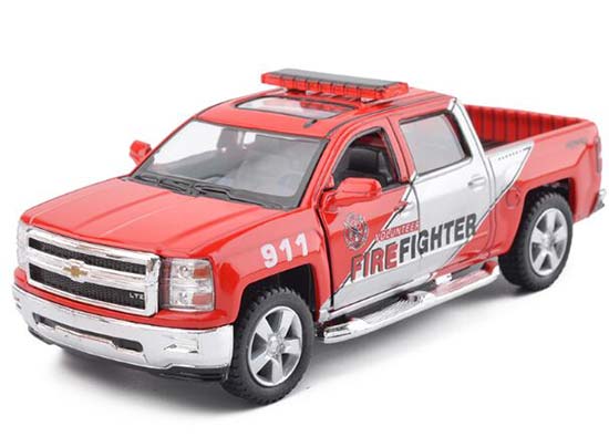 1:46 Fire Dept Red Diecast Chevrolet Silverado Pickup Truck Toy