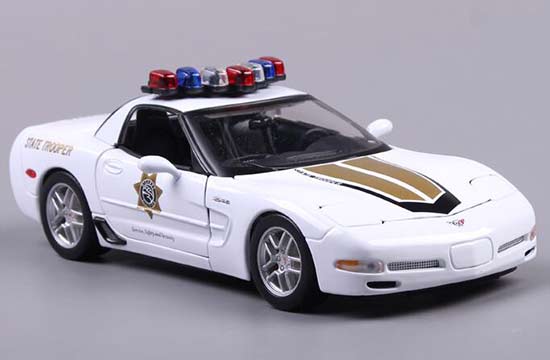 1:18 Scale White Police Diecast Chevrolet Corvette Z06 Model