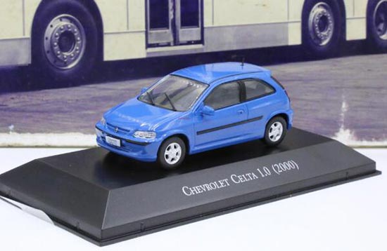 Blue 1:43 Scale IXO Diecast Chevrolet Celta 2000 Car Model