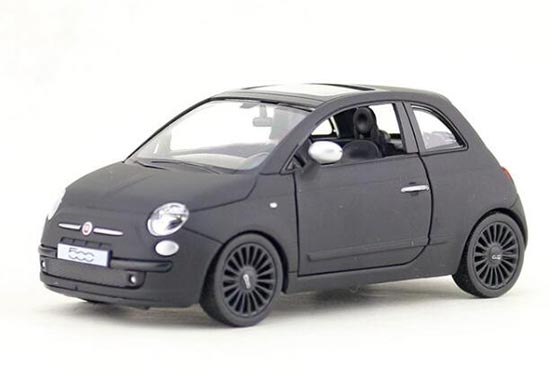 Matte Black 1:36 Scale Kids Diecast Fiat 500 Car Toy
