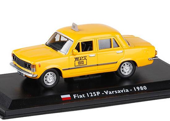 1:43 Scale Yellow Diecast 1980 Fiat 125P Varsavia Taxi Toy