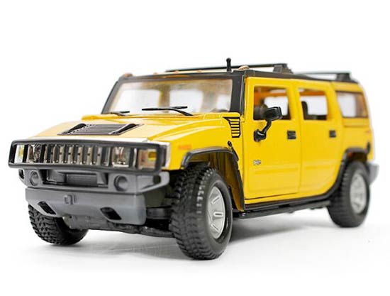 1:27 Scale Blue / Yellow Maisto Diecast 2003 Hummer H2 Model