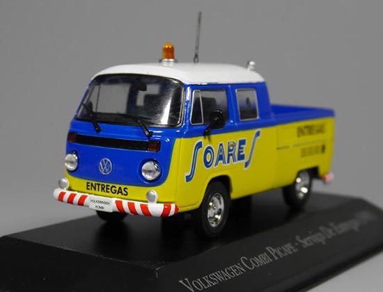 Blue-Yellow 1:43 IXO Diecast VW Combi Van Model