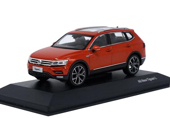 Orange / Silver 1:43 Scale 2017 Diecast VW Tiguan L Model